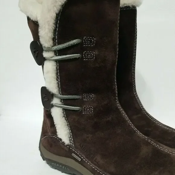 Merrell Yarra Womens Waterproof Boots Primaloft Polartec Lined‎ Brown Size 6 - Picture 8 of 10